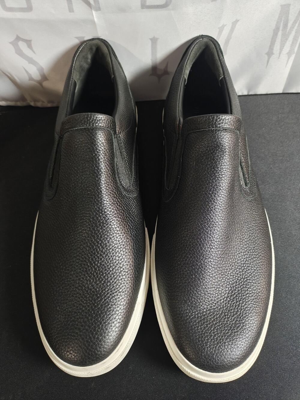 VINCE $195 Men's 13 / 47.5 Fairfax - B Slip On Black Leather Sneakers